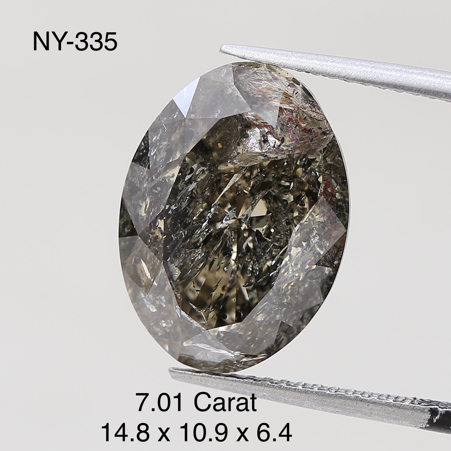 7.01 Carat Salt And Pepper Oval Shape Diamond